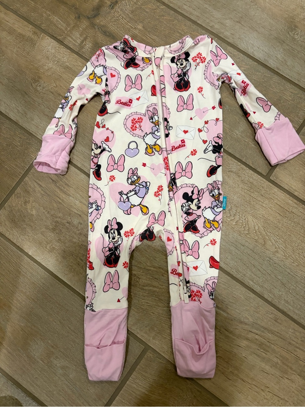 Posh Peanut Minnie Mouse & Daisy Duck Besties pink Bows baby romper 0-3 month